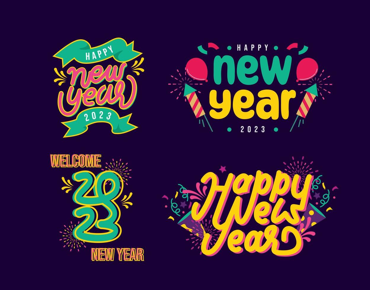 hand lettering feliz año nuevo saludos vector