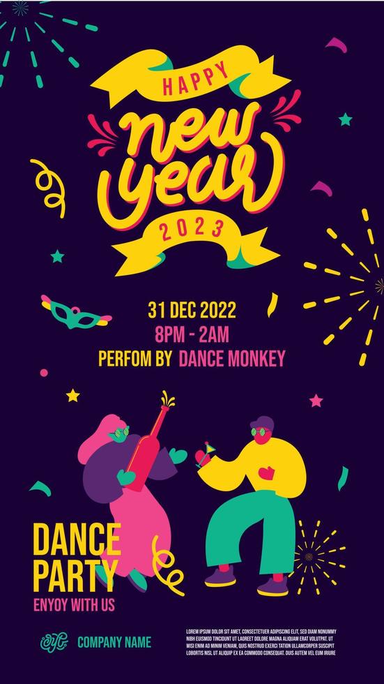 new year banner portrait party invitation dance vector