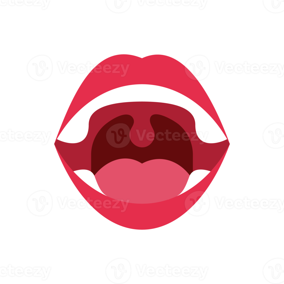 Mouth icon. Lips that open their mouth until they see teeth and tongue inside the mouth. png
