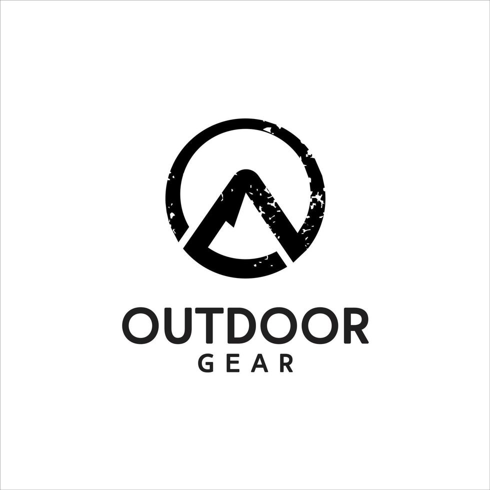 outdoor clothing logo rustic round abstract black mountain 14630793