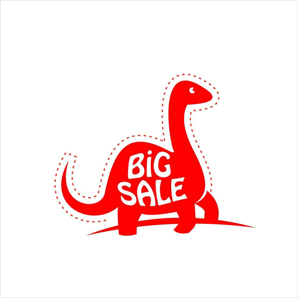 etiqueta divertida de gran venta con dinosaurio vector