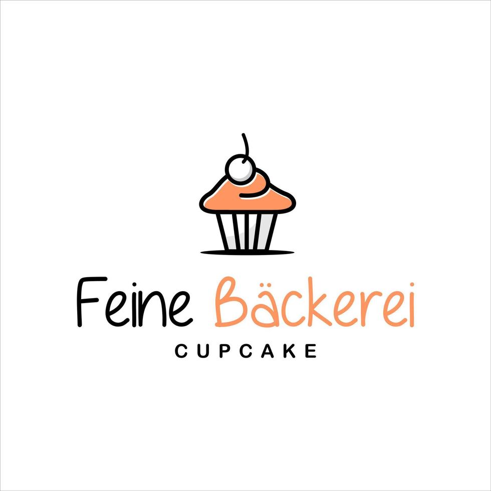 cupcake logo divertido moderno muffin vector