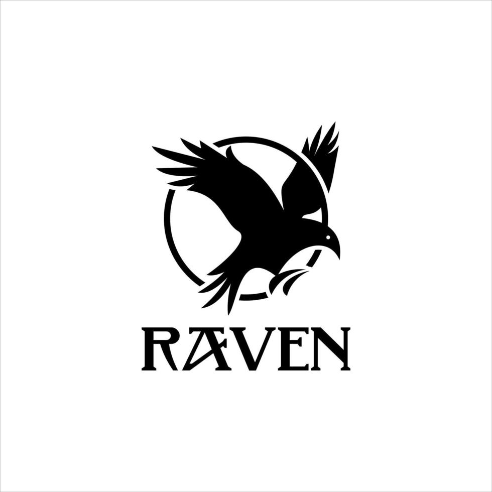 Flying Crow Logo Design Raven Vector