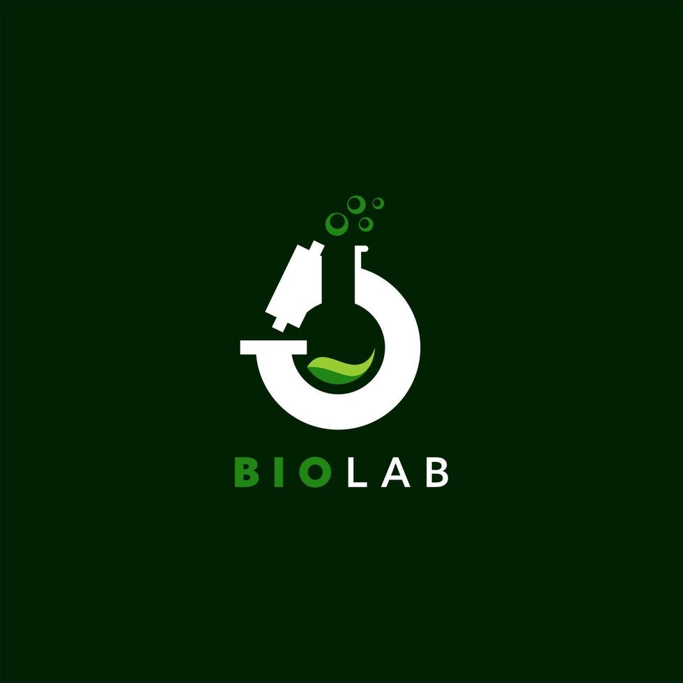 lab logo design simple nature science with glass and leaf for inspiration vector