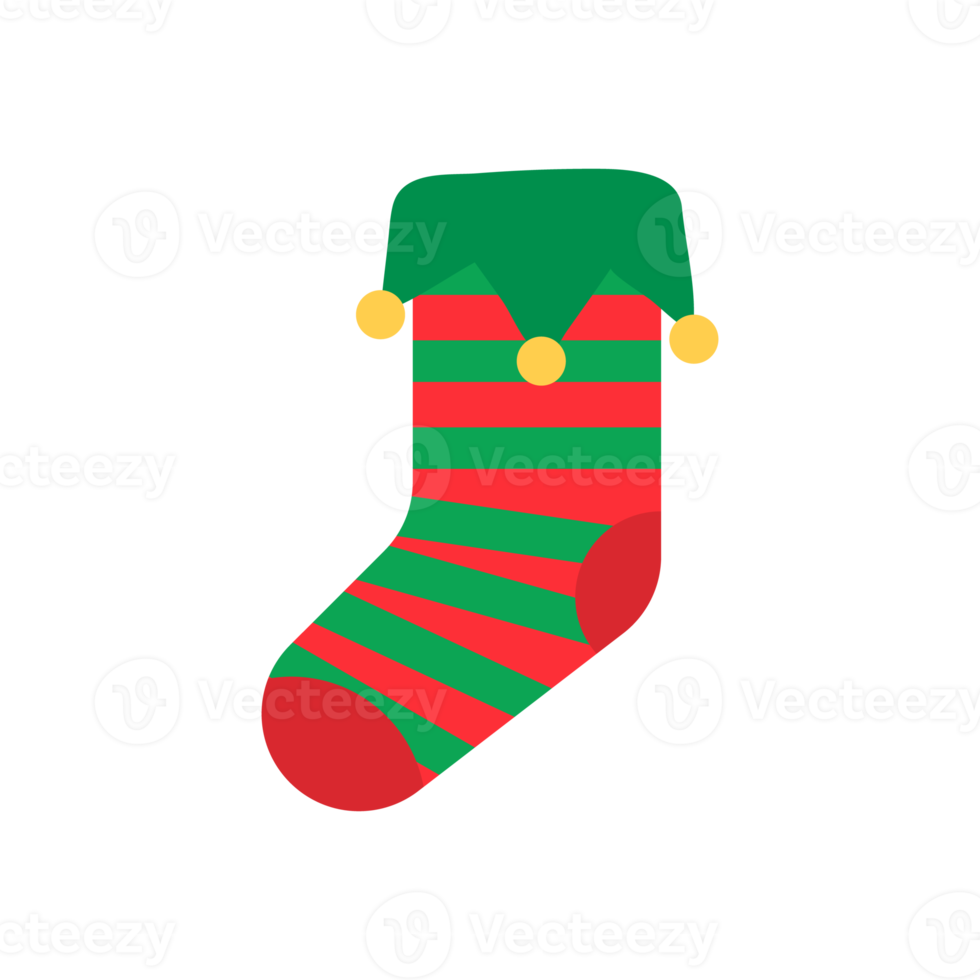 Christmas socks. Red and green socks with various patterns for Christmas decorations. png