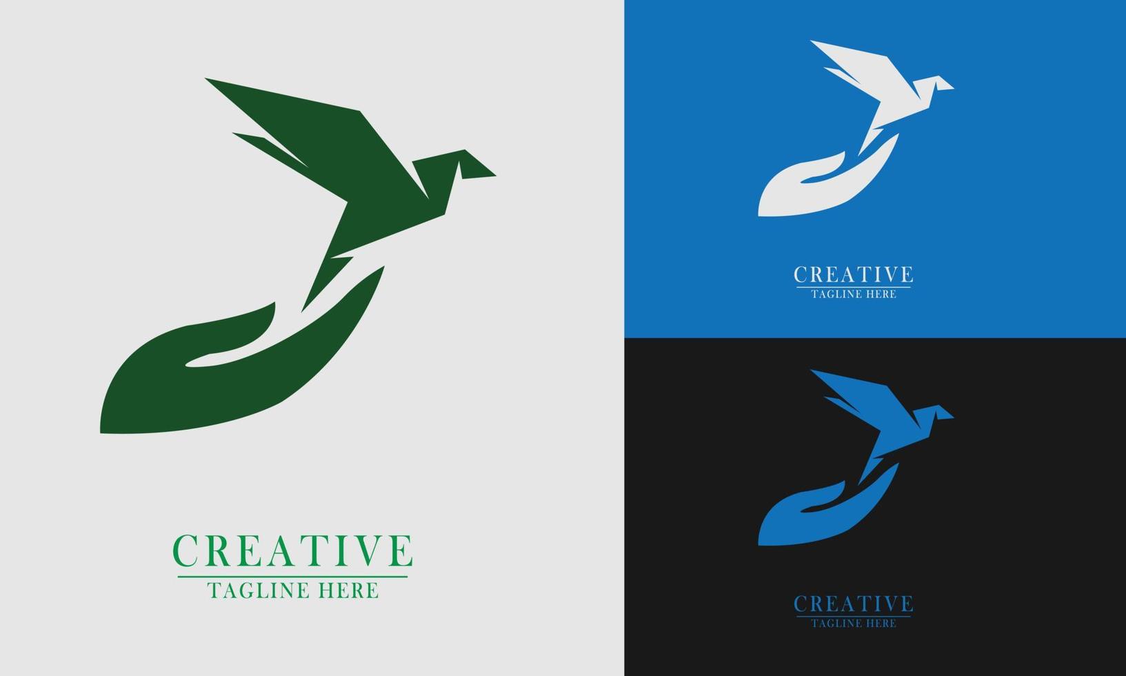 hand releasing origami bird logo icon element vector