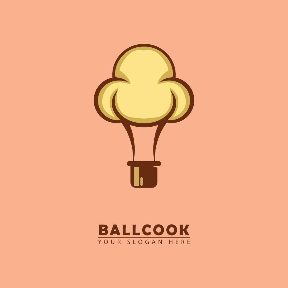 Hot air balloon chef logo template design vector