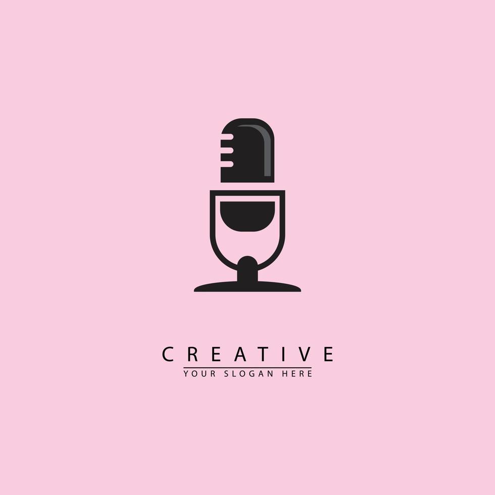 podcast mic logo icon vector