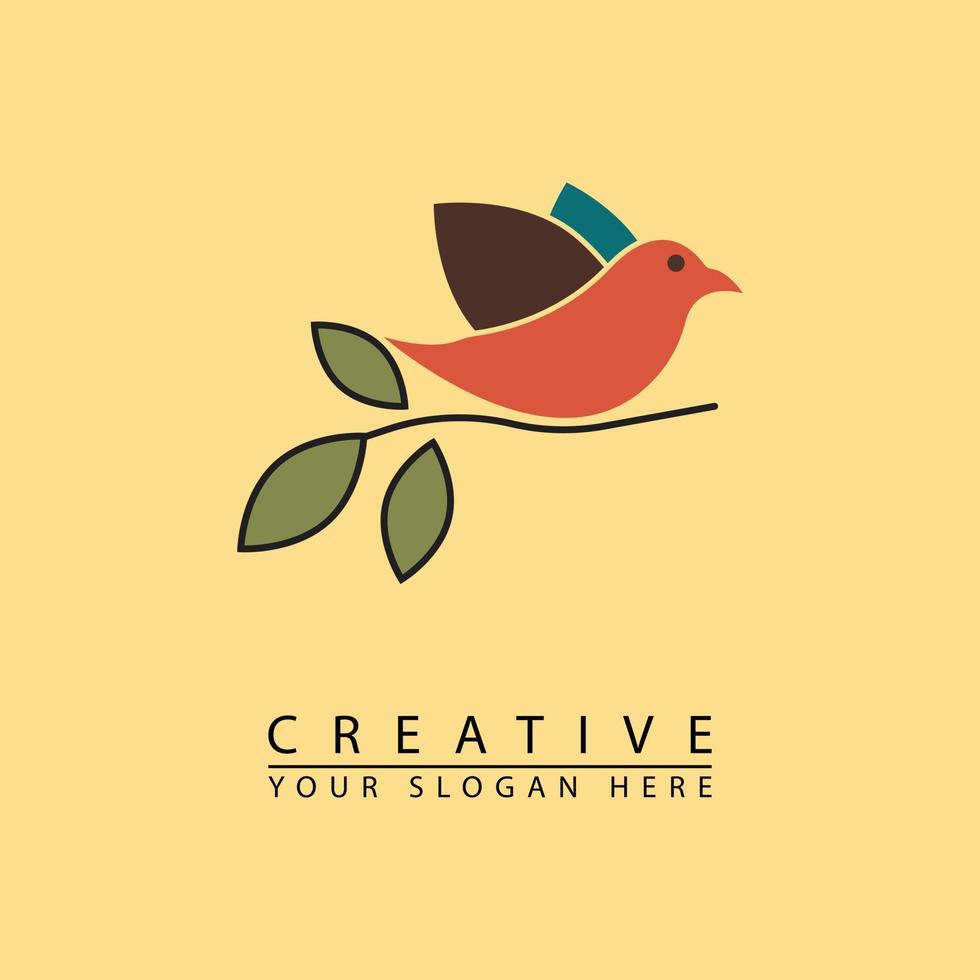 vector de diseño de plantilla de logotipo de pájaro de árbol