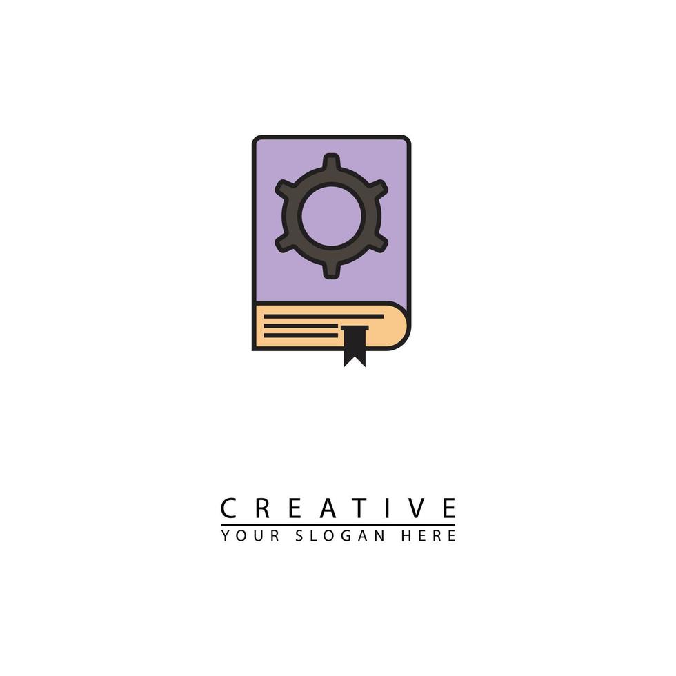 machine manual book logo template design vector