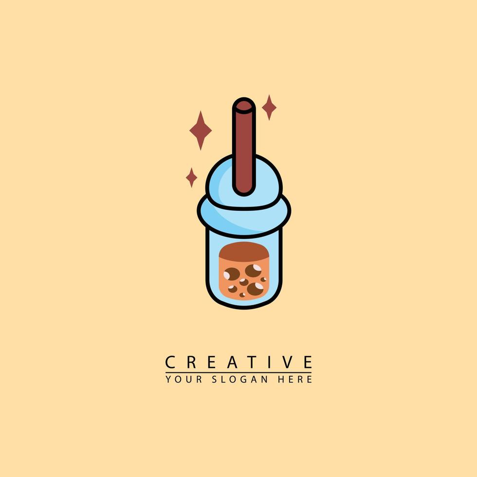 cute drink container logo icon design vector