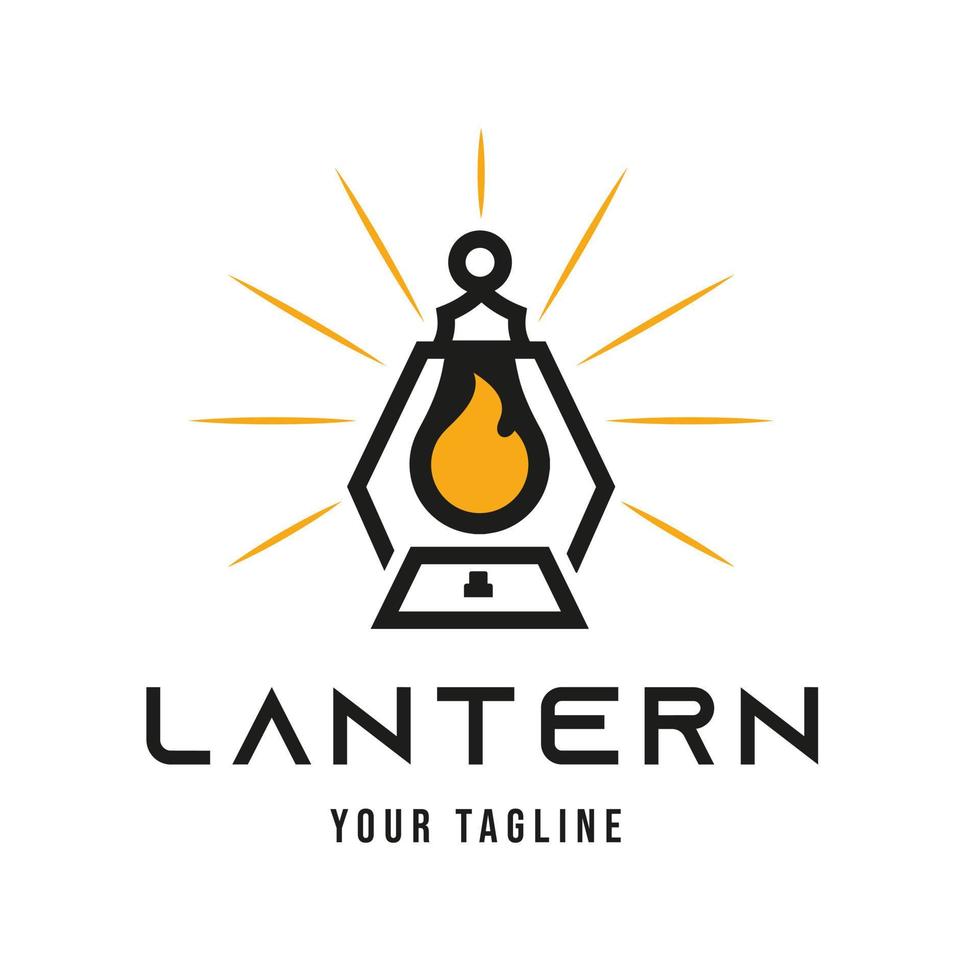 Classic Gas Flame Lantern Restaurant Vintage Logo design,street lamp,lantern pole,bright ray,symbol vector