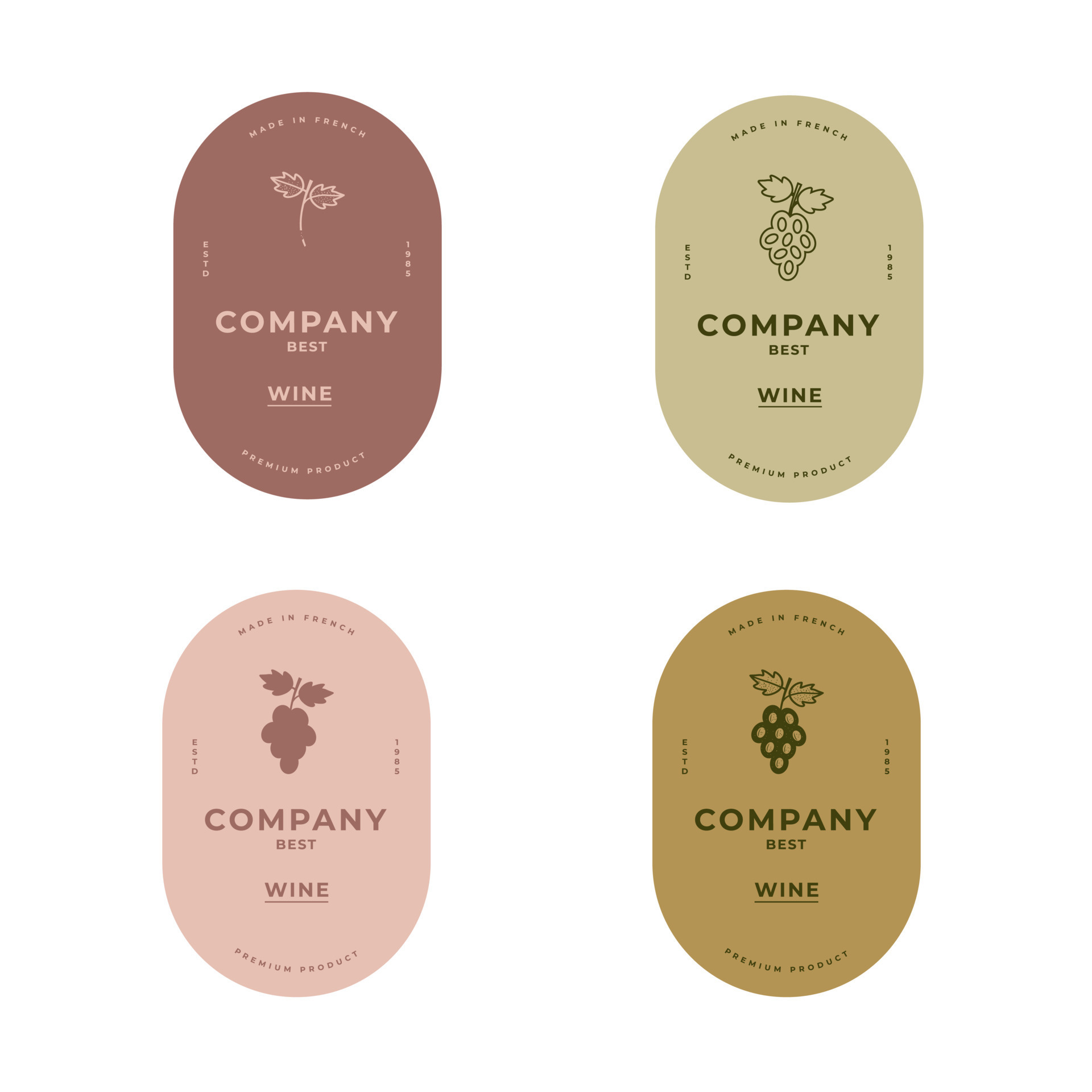 logo design template, Set of wine labels. Premium minimalist and modern