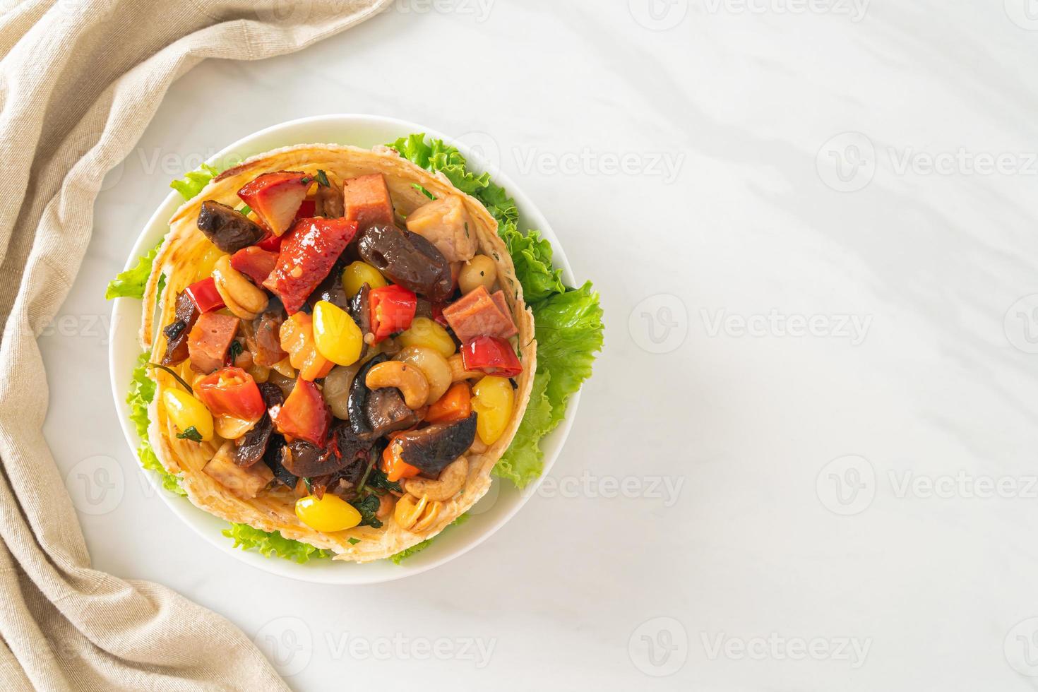 Stir fried mixed Chinese fruits and nuts photo