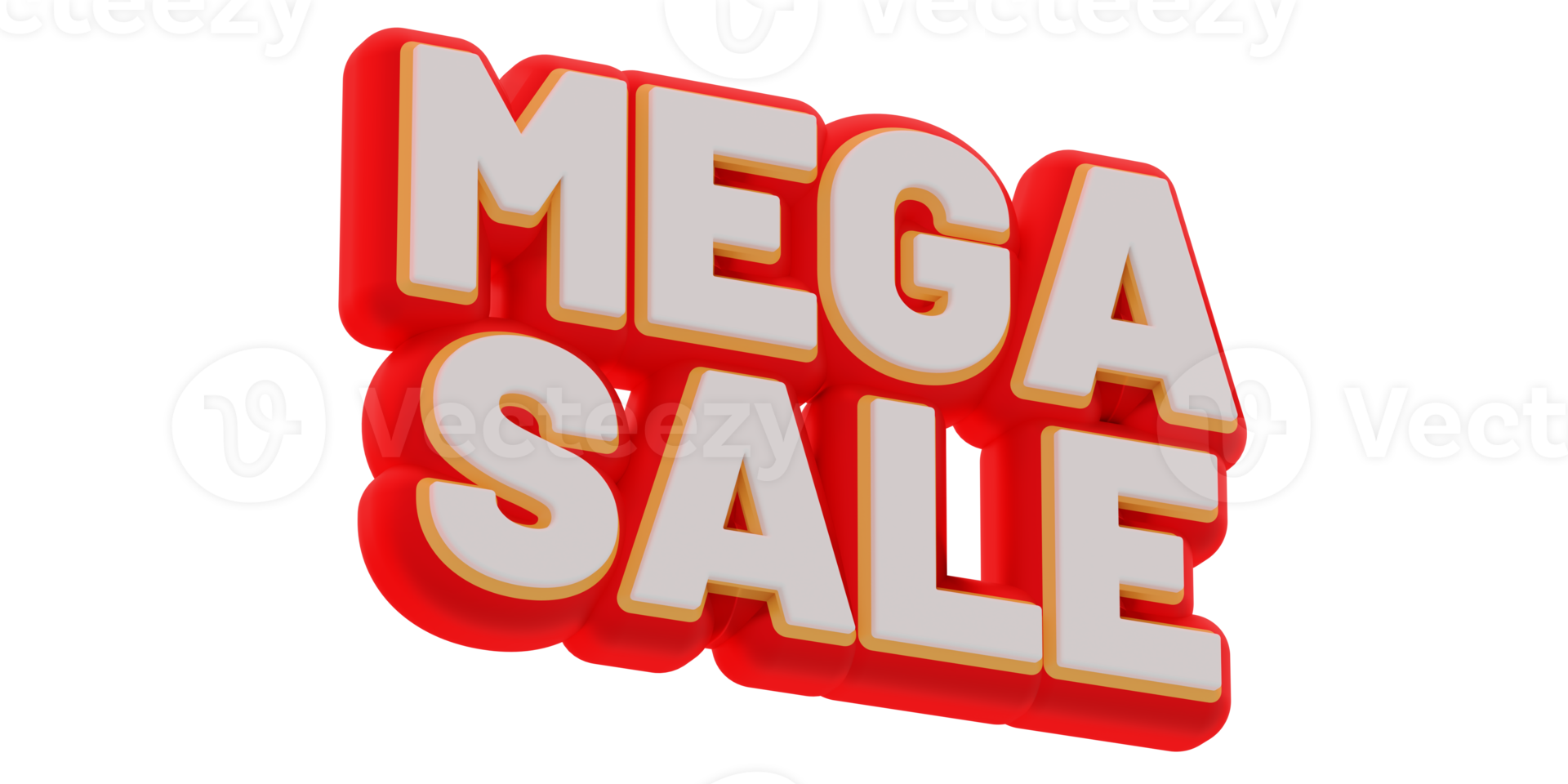 3D Mega Sale text banner render. little rotation and bottom to top view. png illustration