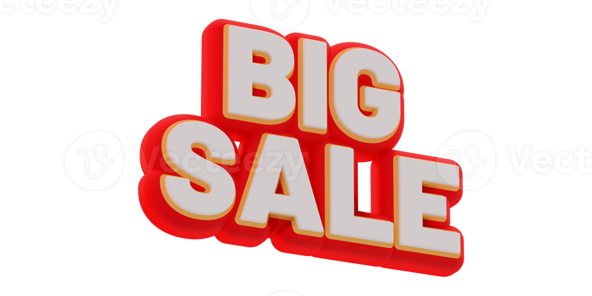 3D Big Sale text banner render. little rotation and bottom to top view. png illustration