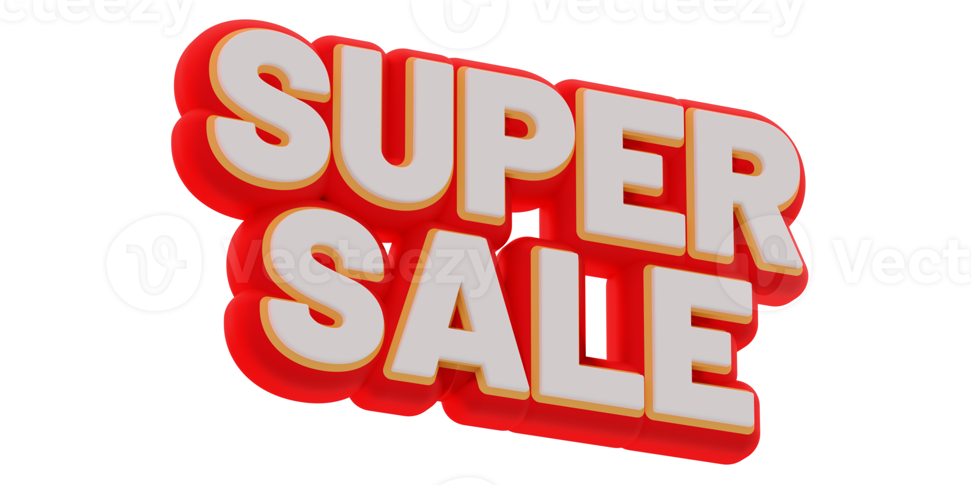 3D Super Sale text banner render. little rotation and bottom to top view. png illustration