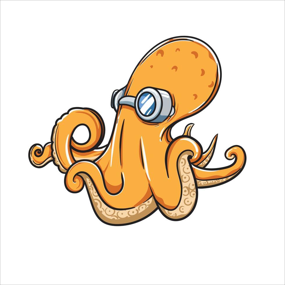 octopus mascot character design vector