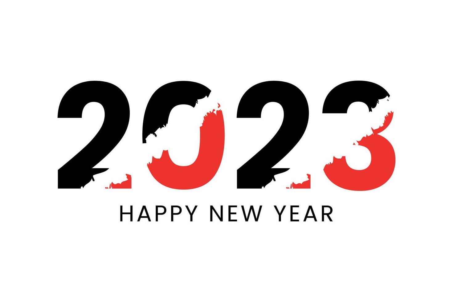 Happy new year 2023 text typography tear paper design vector