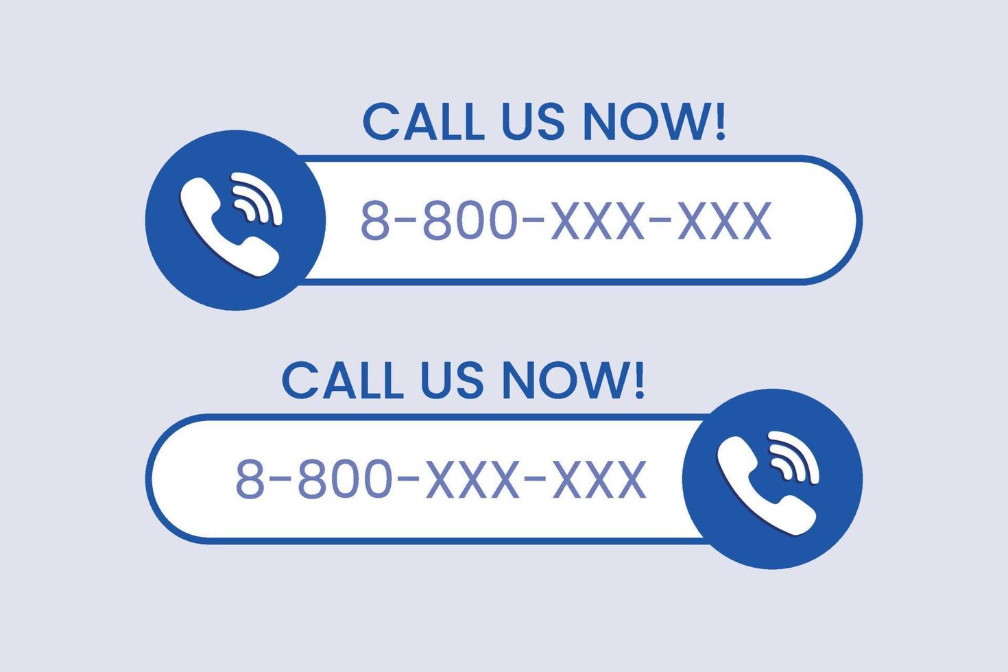 Phone call us now template blue mobile call with subscriber number vector