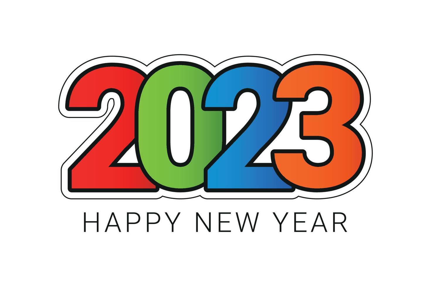 2023 happy new year colorful text typography design vector