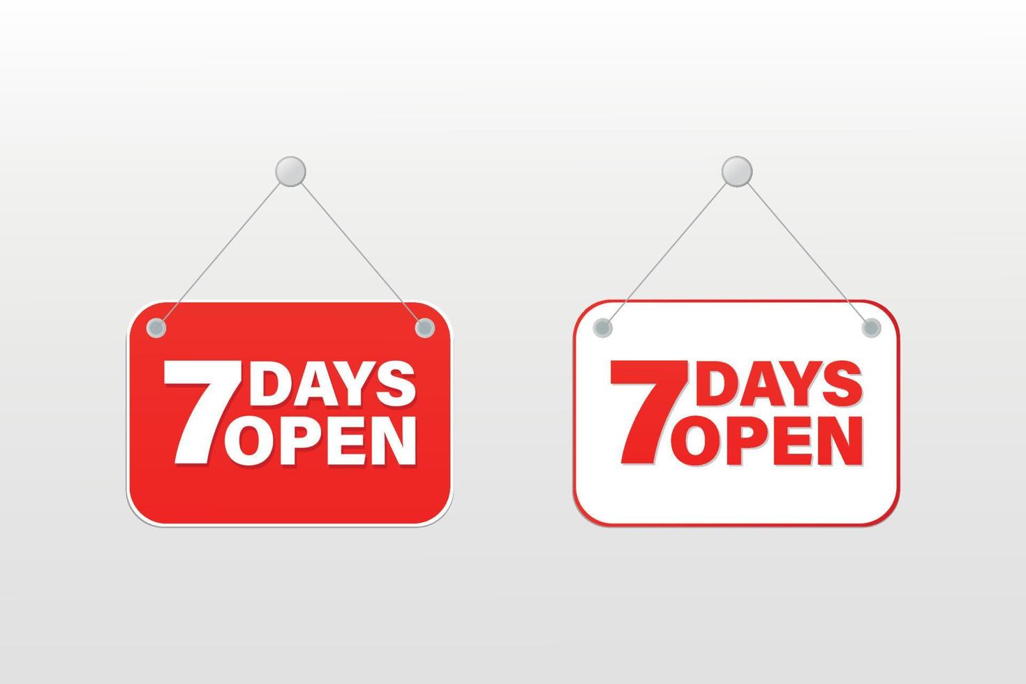 7 days open signs vector