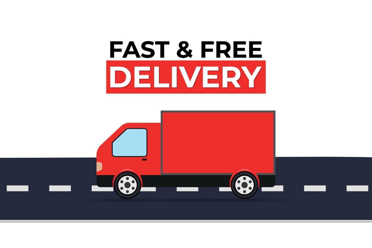 Fast and free delivery with truck on road vector