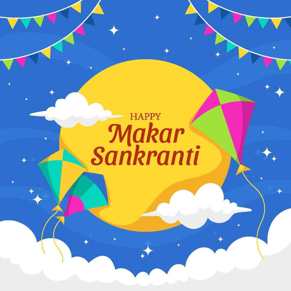 feliz makar sankranti concepto vector