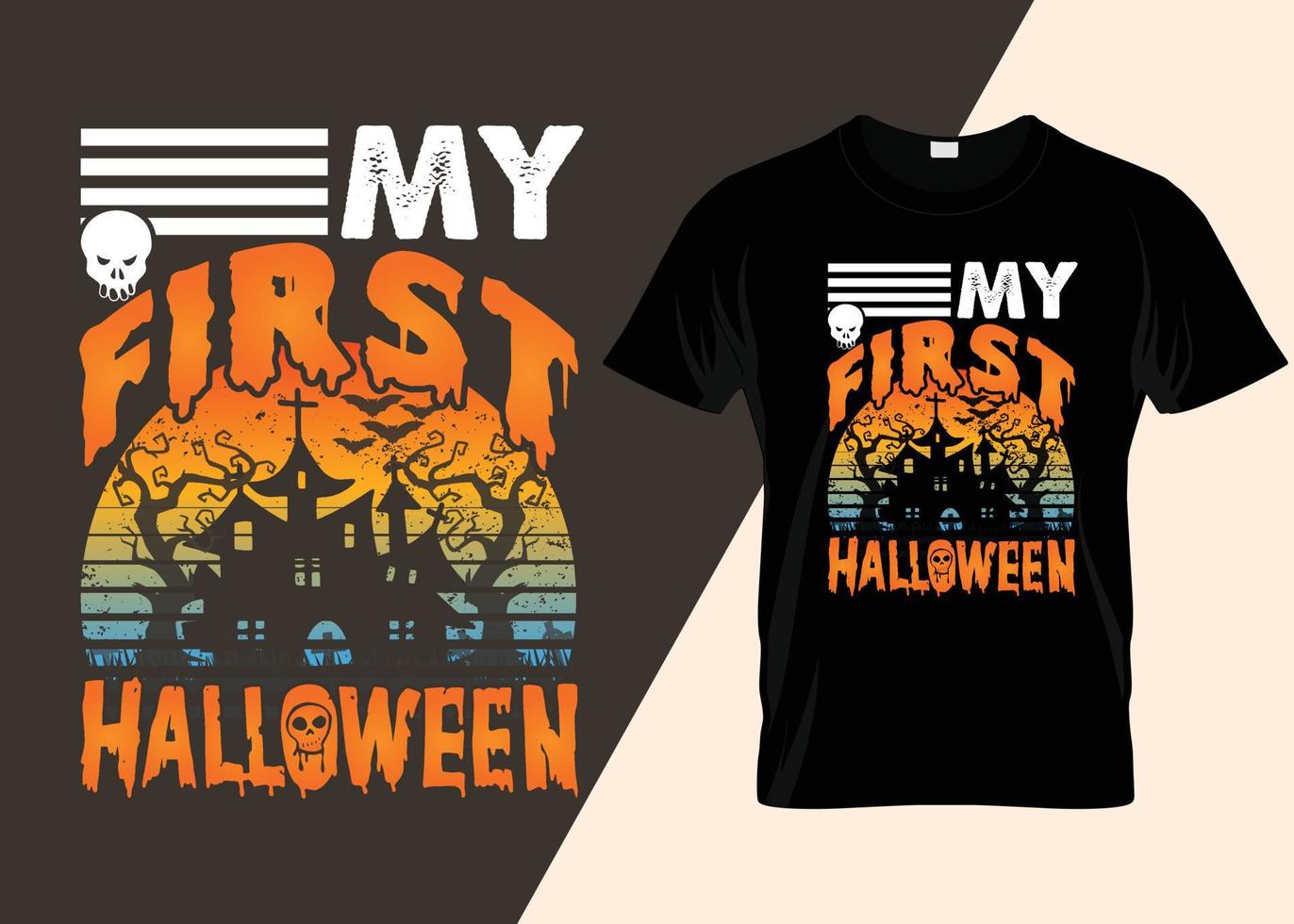 My First Halloween Typography T-shirt Design vector