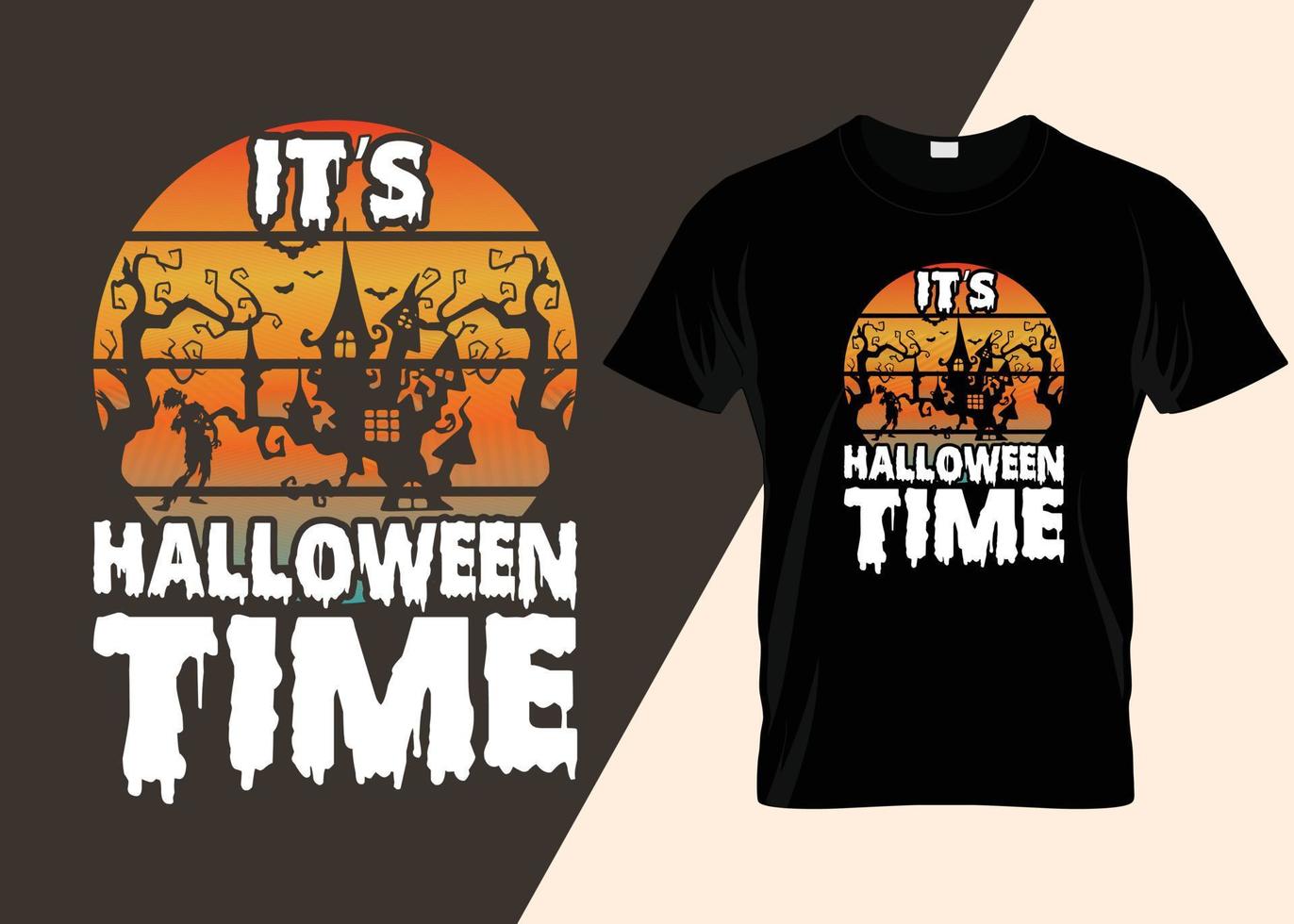 es diseño de camiseta de tipografía de tiempo de halloween vector