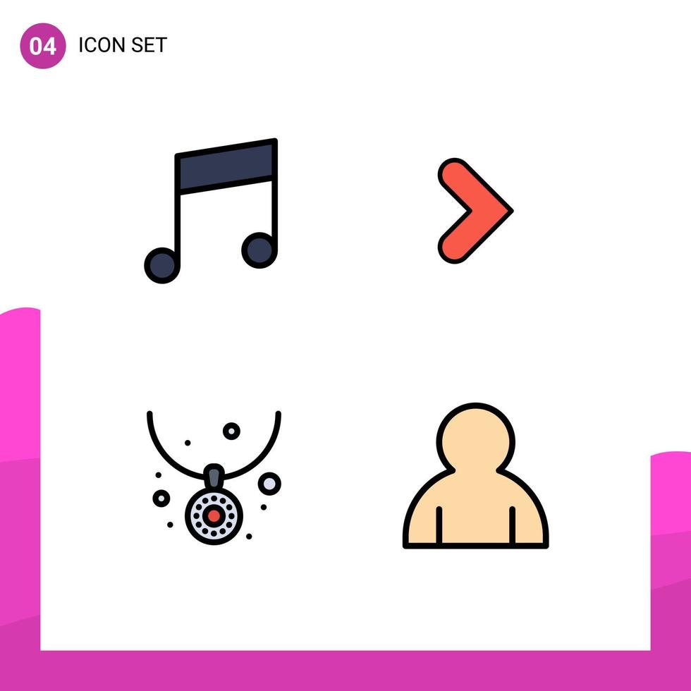 Universal Icon Symbols Group of 4 Modern Filledline Flat Colors of key jewelry arrow direction human Editable Vector Design Elements