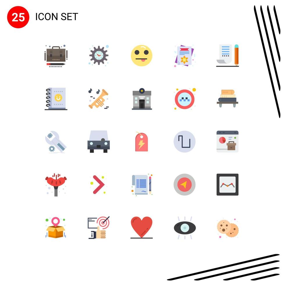 25 Universal Flat Colors Set for Web and Mobile Applications notepad note pad emot jotter female Editable Vector Design Elements