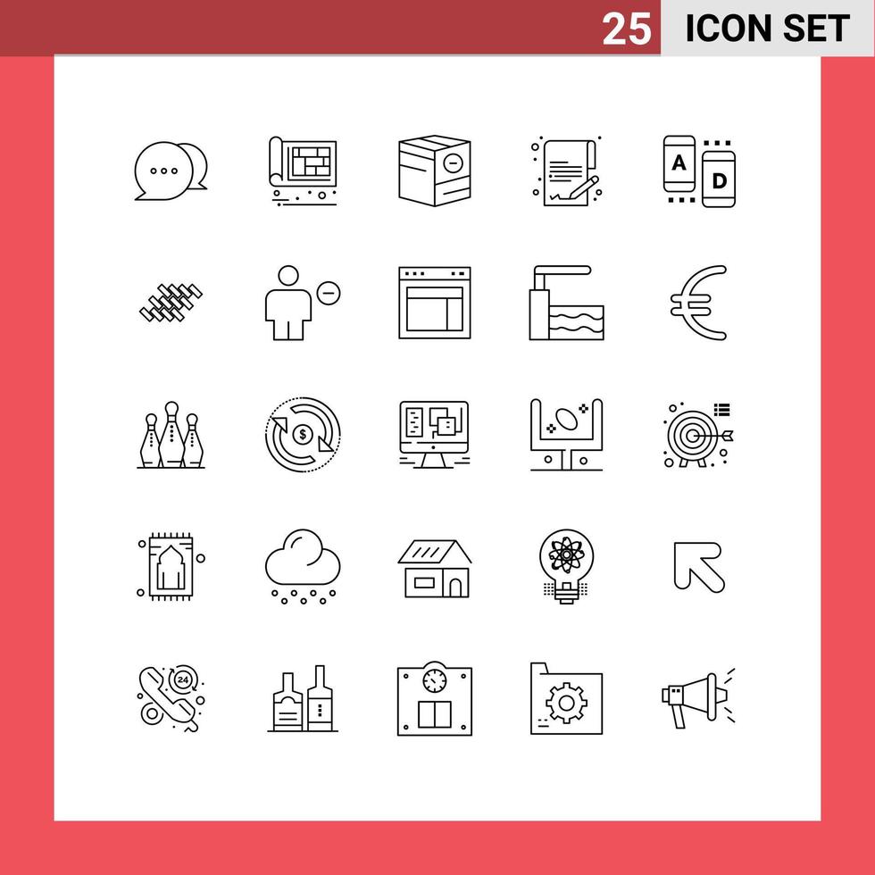 Universal Icon Symbols Group of 25 Modern Lines of marketing money box economy shipping Editable Vector Design Elements