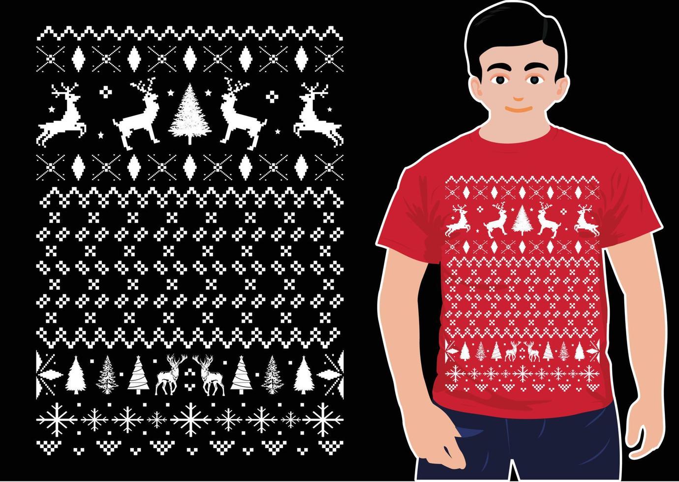 camisetas de puente de navidad. feos suéteres navideños. camisetas navideñas unisex. vector