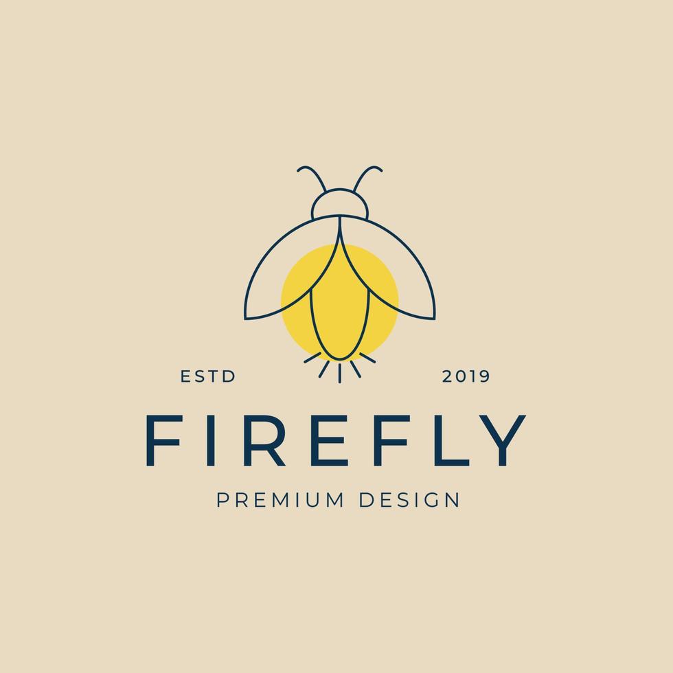firefly line art logo minimalista vector ilustración diseño