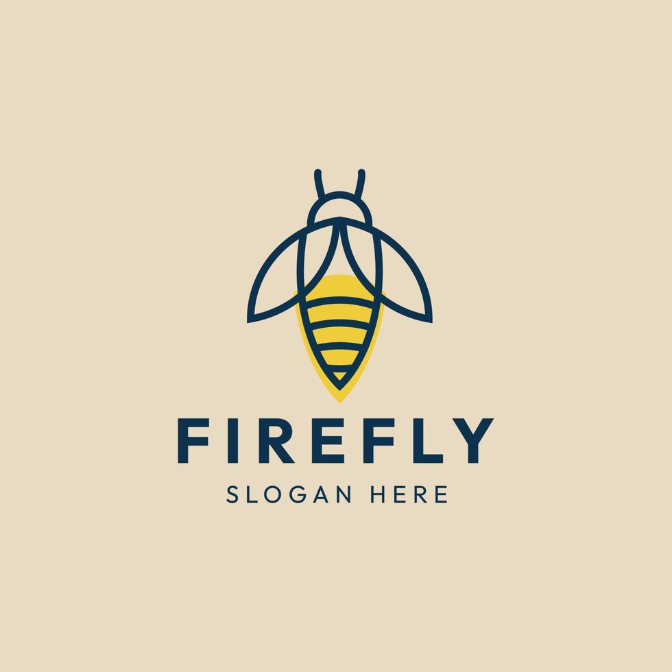 firefly line art logo minimalista vector ilustración diseño