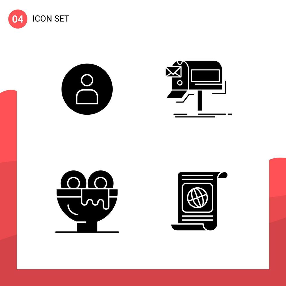 paquete de 4 iconos de glifos universales para medios impresos sobre fondo blanco fondo de vector de icono negro creativo