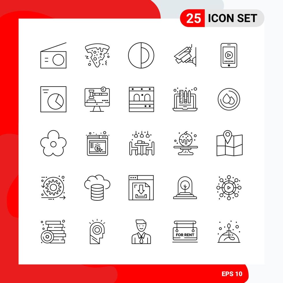 Creative Set of 25 Universal Outline Icons isolated on White Background Creative Black Icon vector background