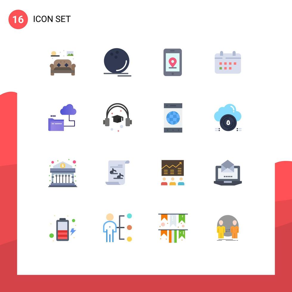 Universal Icon Symbols Group of 16 Modern Flat Colors of holidays time ball schedule location Editable Pack of Creative Vector Design Elements