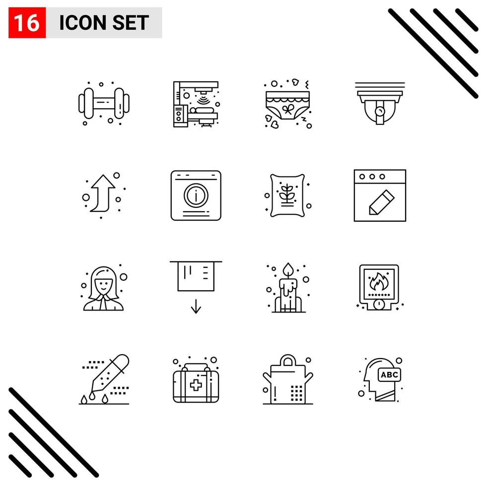 conjunto de 16 iconos de interfaz de usuario modernos signos de símbolos para cámara delantera amor cámara segura elementos de diseño vectorial editables vector