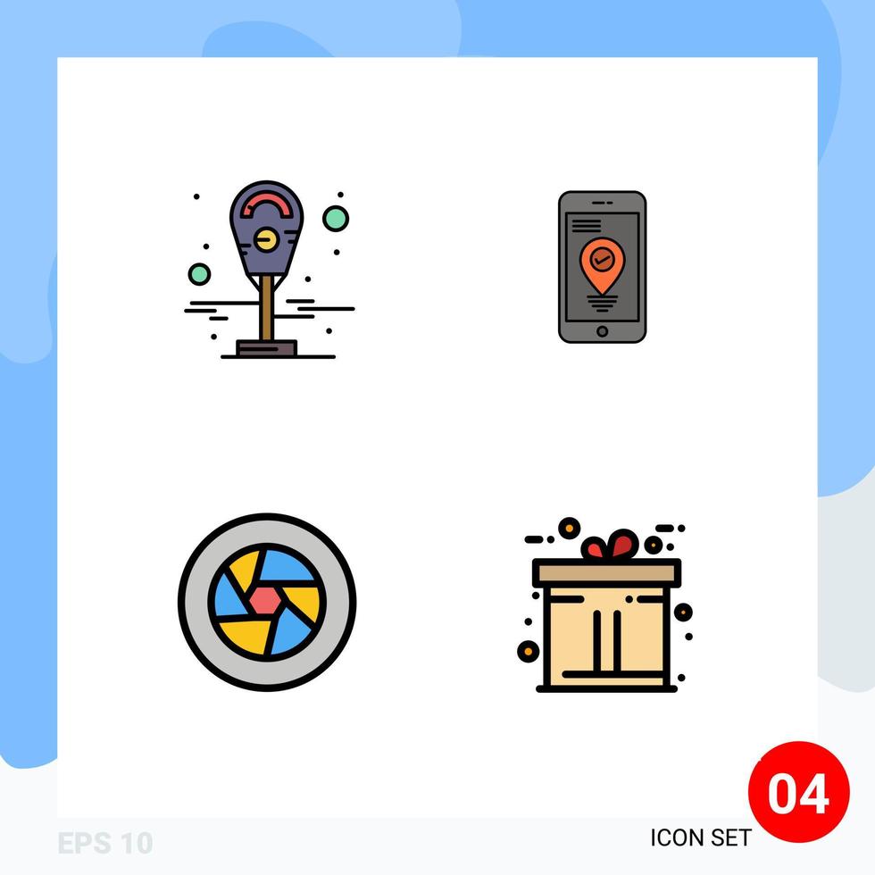 4 Universal Filledline Flat Colors Set for Web and Mobile Applications machine logo navigation smartphone photo Editable Vector Design Elements