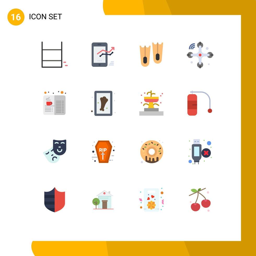 16 Universal Flat Colors Set for Web and Mobile Applications cafe internet of things stat drone communications Editable Pack of Creative Vector Design Elements