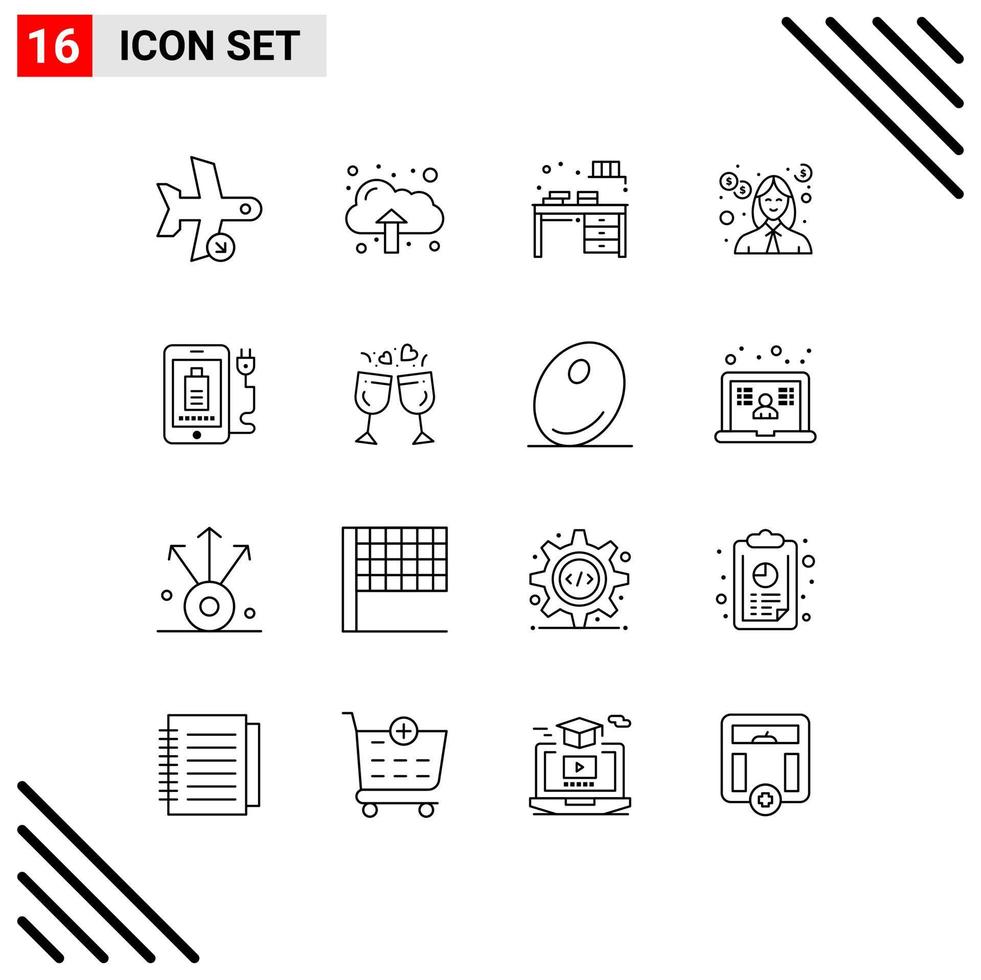 16 Creative Icons Modern Signs and Symbols of teacher investment table education decorate Editable Vector Design Elements