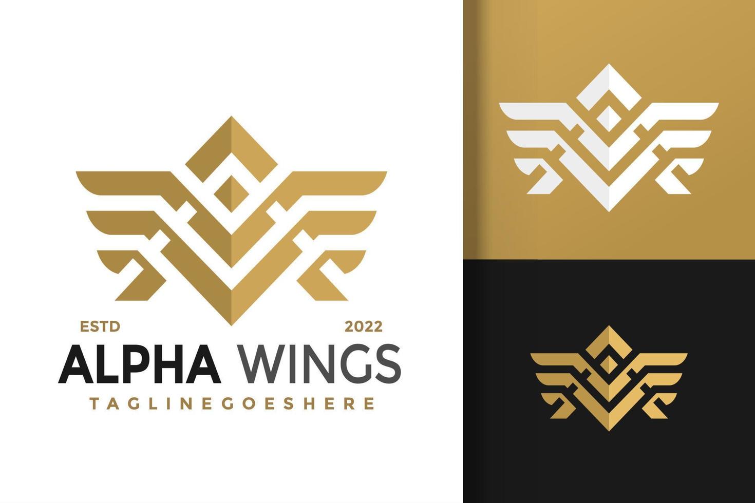 Initials Letter A Alpha Wings Logo Design, brand identity logos vector, modern logo, Logo Designs Vector Illustration Template