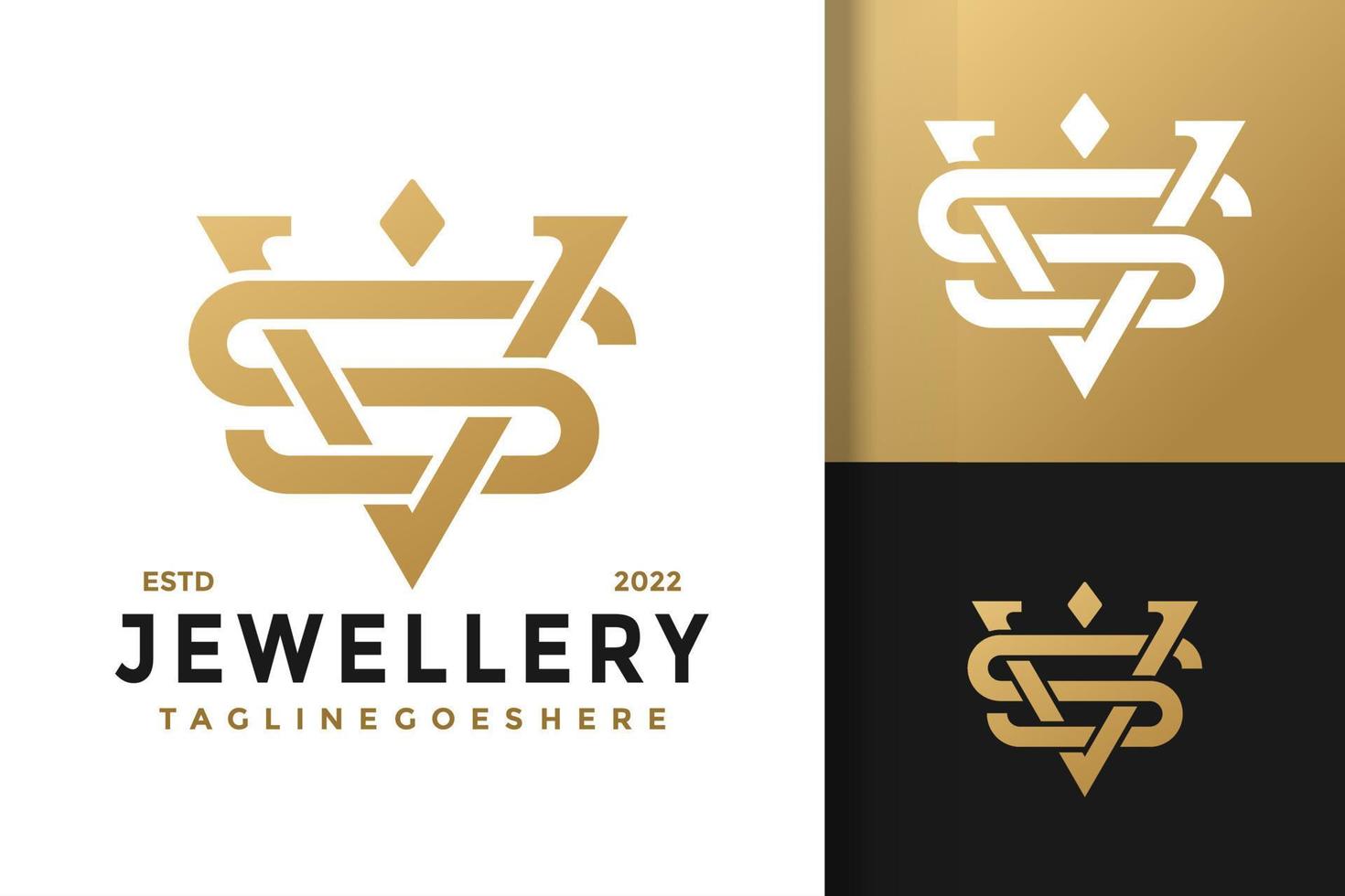 Initials Letter SV or VS Jewellery Logo Design, brand identity logos vector, modern logo, Logo Designs Vector Illustration Template