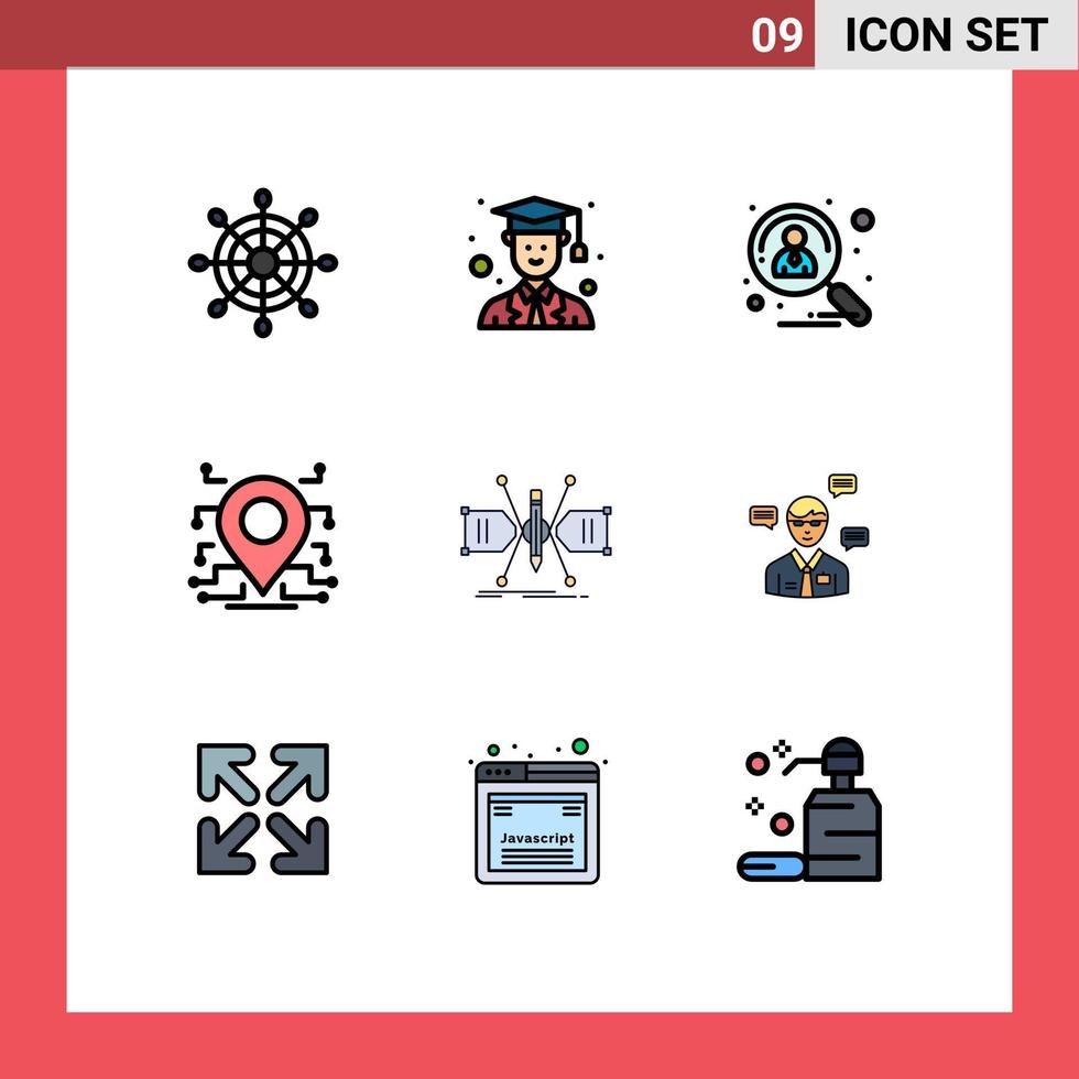 Set of 9 Modern UI Icons Symbols Signs for grid architect hiring security processor Editable Vector Design Elements