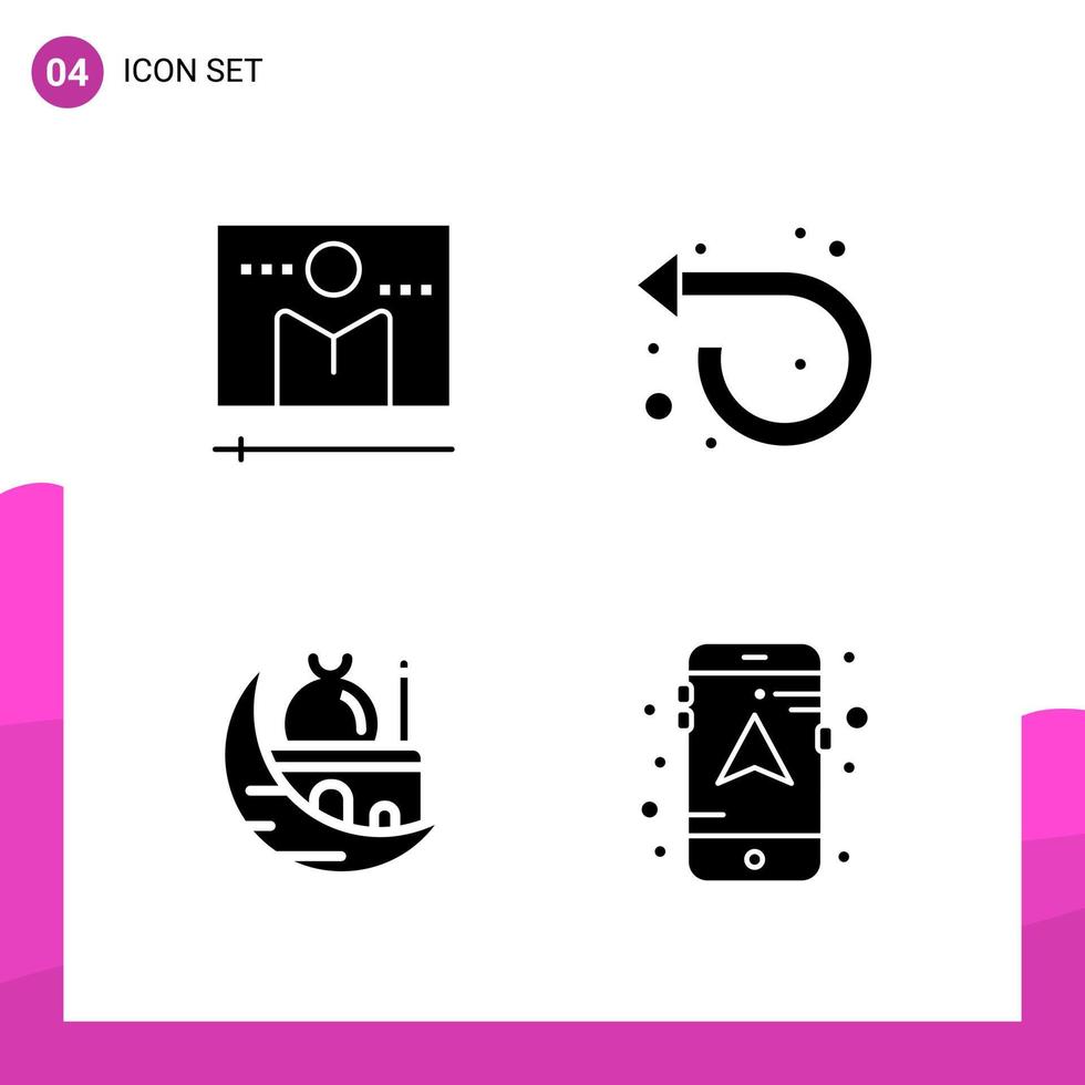 Glyph Icon set Pack of 4 Solid Icons isolated on White Background for responsive Website Design Print and Mobile Applications Creative Black Icon vector background