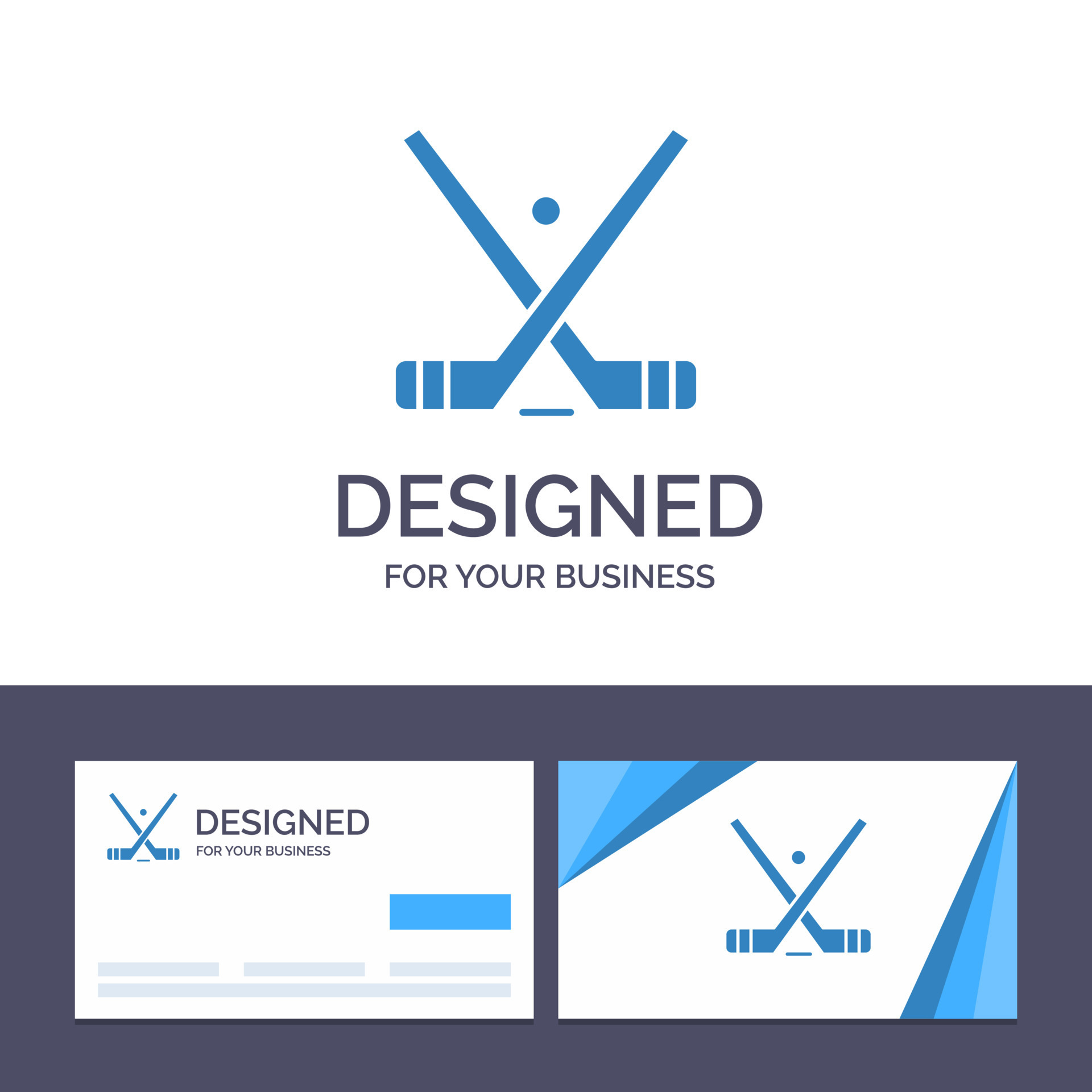 Creative Business Card and Logo template Emblem Hockey Ice Stick Sticks Vector Illustration