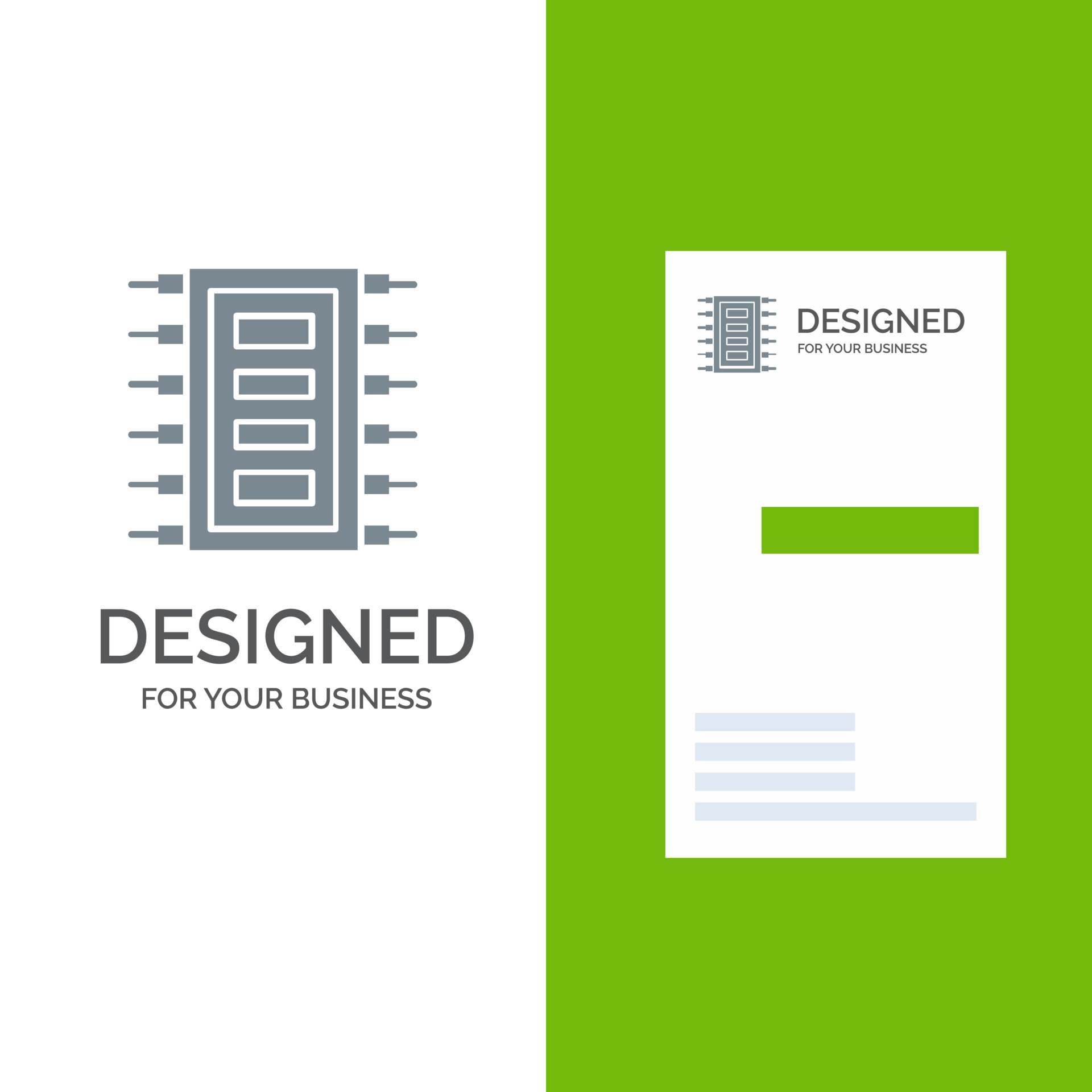 Tech Hardware Chip Computer Connect Grey Logo Design and Business Card