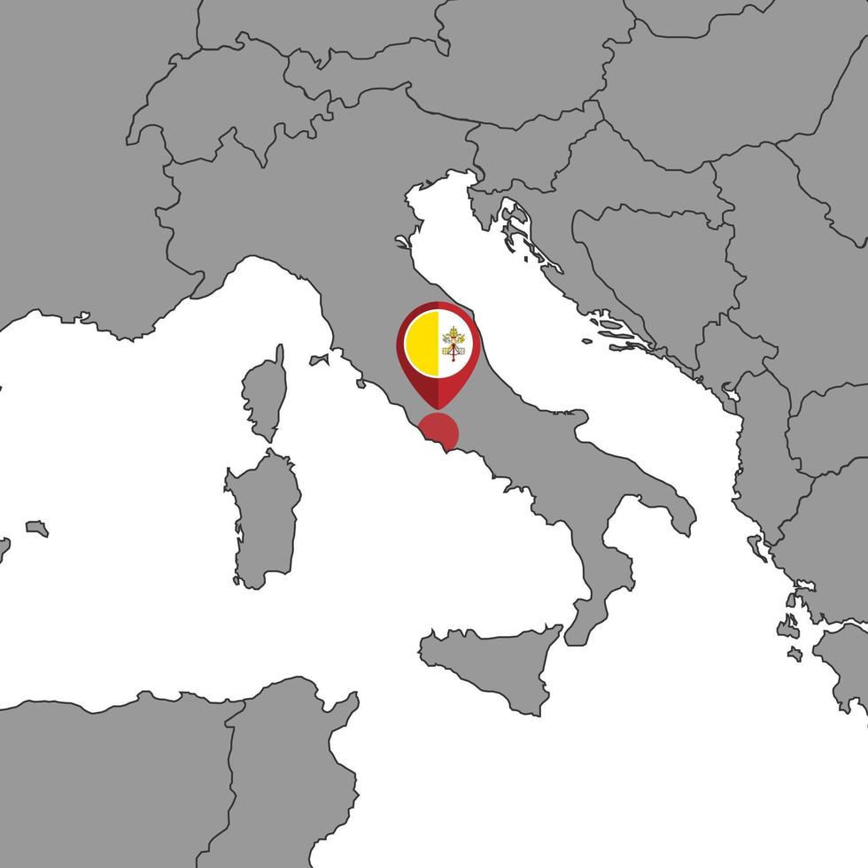 pin mapa con la bandera de la ciudad del vaticano en el mapa mundial